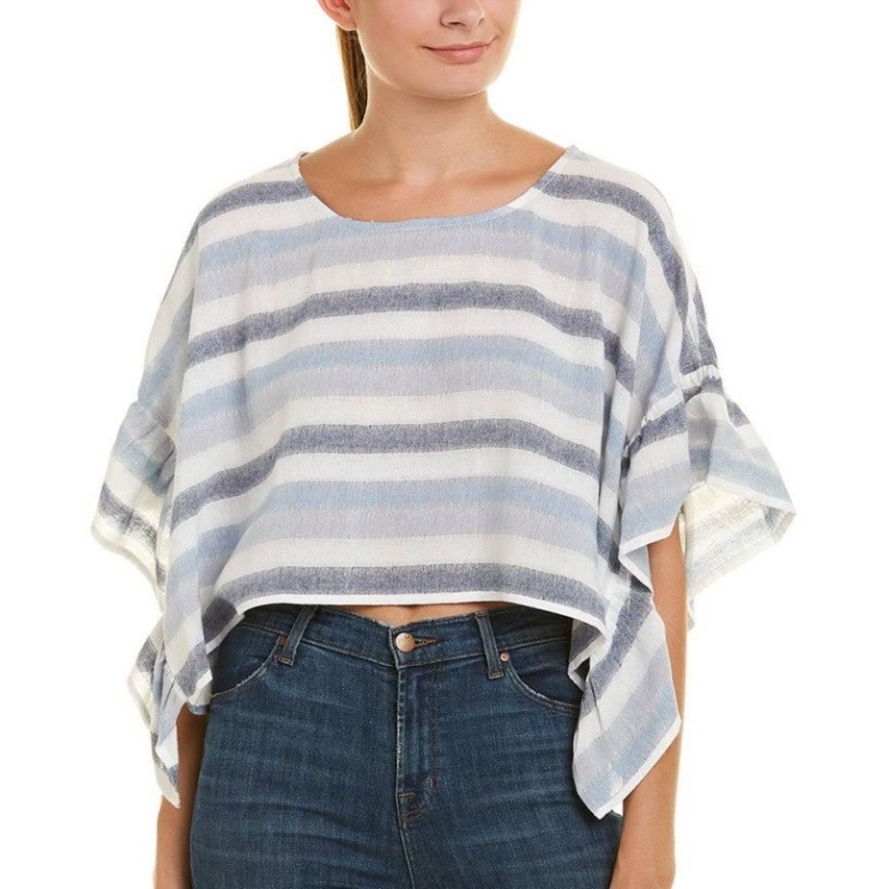 BCBGeneration Poncho Top Blue/White